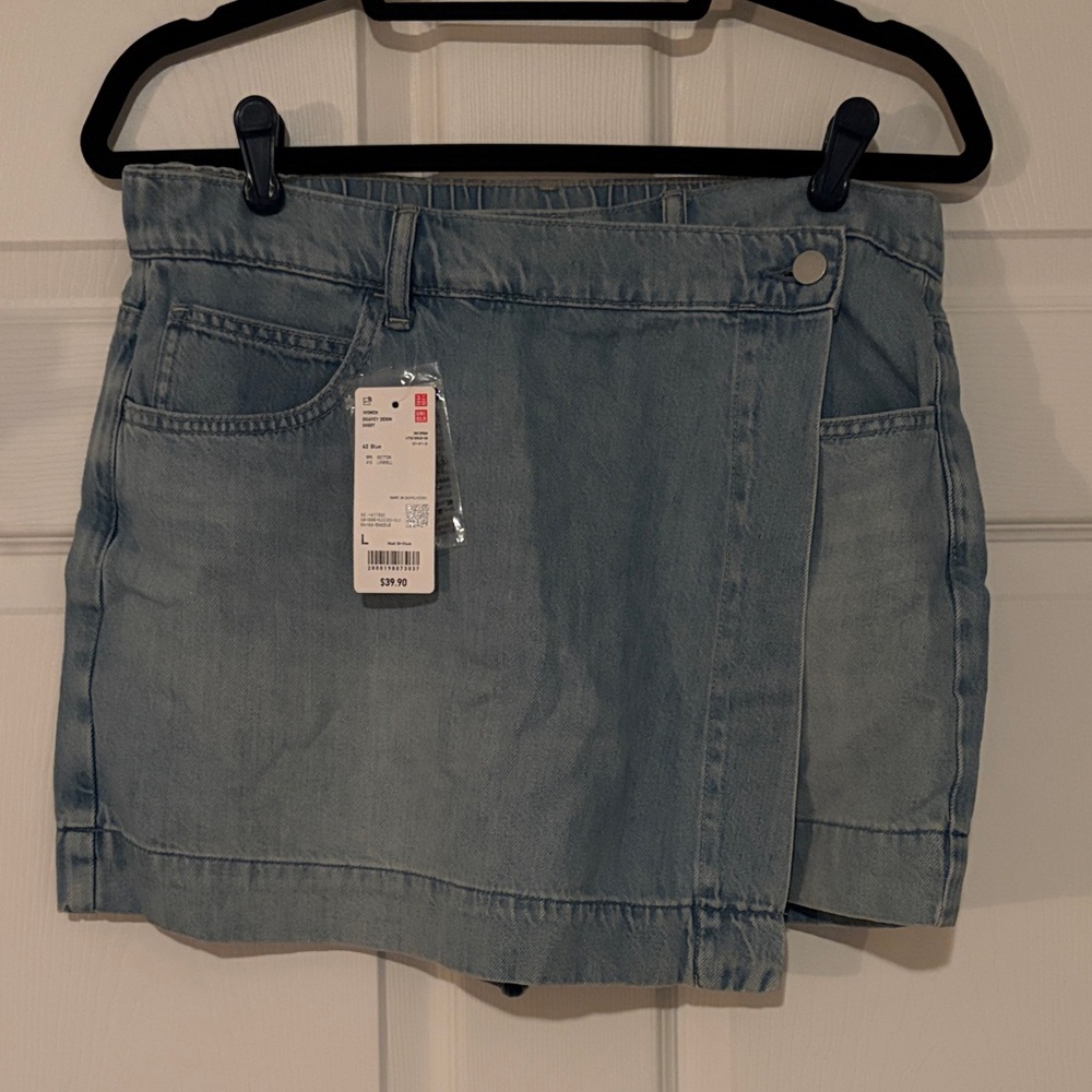 Uniqlo Light Blue Drapey Denim Skirt